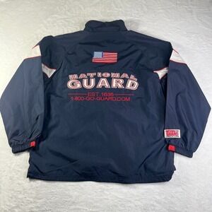 National Guard Jacket Mens Medium Blue Embroidered‎ Flag Zip Pocket USA